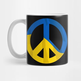 Retro Ukraine Peace Sign with Ukraine Flag Overlay Design Mug